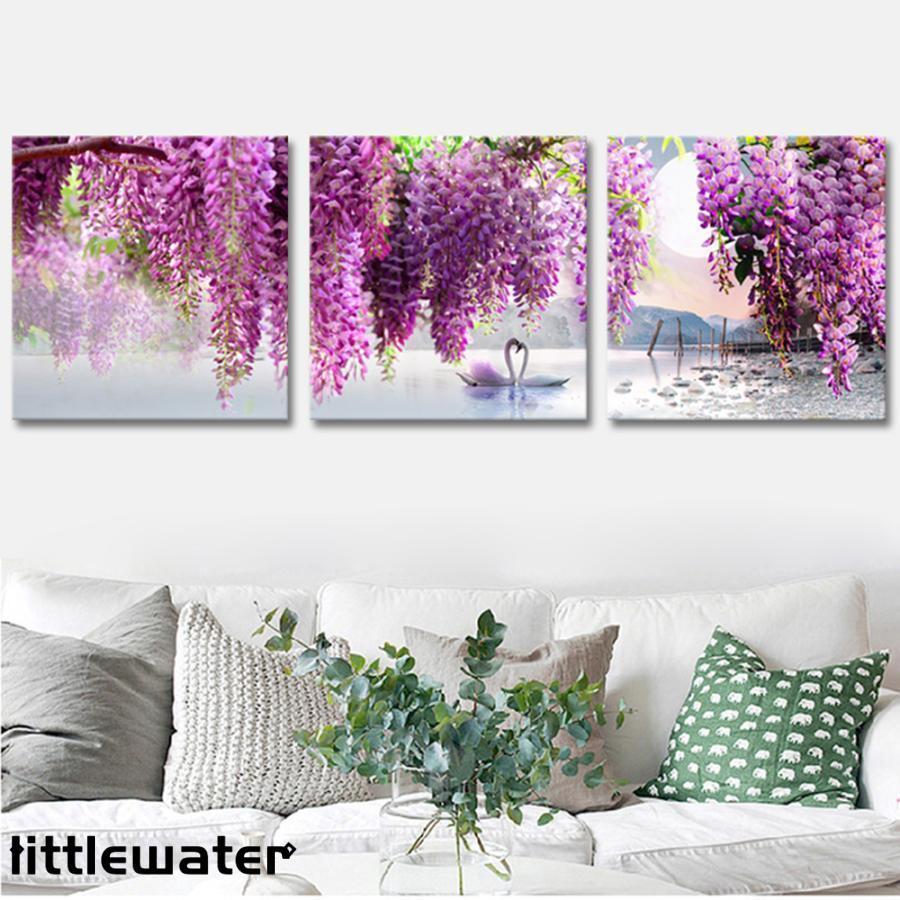 3枚セット 絵画 インテリア ファブリック 絵 植物 花 ハナ 40×40cm 壁掛け アートパネル リビング プレゼント|maruk shop