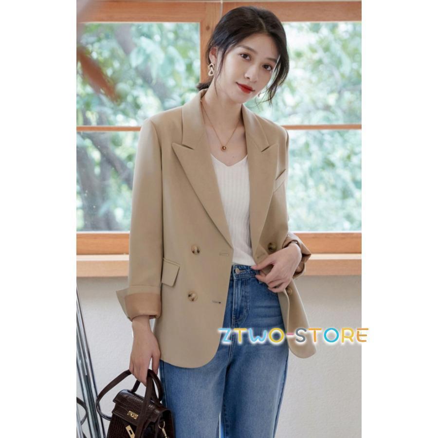 テーラードジャケット レディース 春 秋 スーツ ジャケット ダブルジャケット シンプル 大きいサイズ 3L オフィス 通勤服 黒 アウター きれいめ カジュアル