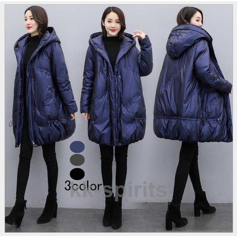 ダウン レディース ダウンコート ダウン ロング丈コート 冬服 防風 防寒着 暖かい オシャレ 長袖アウター 大きいサイズ フード付き 上品｜maruk shop