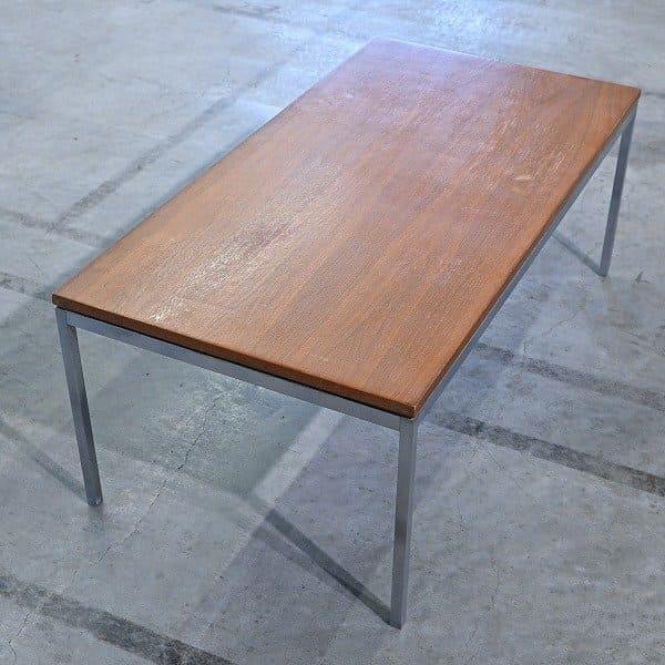 Knoll「Florence Knoll」置き目 一覧表 チーク材 スチール写真 クローム 珈琲 机 フローレンス・ノル ノル【中古調度品/中古室内装飾/USED調度品ユーズド調度品/再利用】