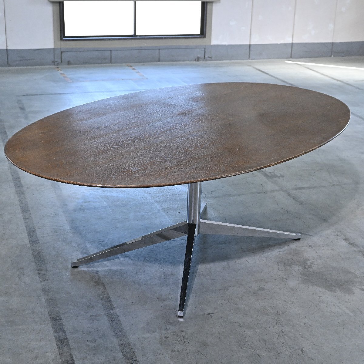 Knoll オーバル事務机 Florence Knoll 速見表 オーク材材 夕ご飯 リビング 机 楕円面 フローレンス・ノール ノル ミッドセンチュリー【中古調度品/中古室内装飾/USED調度品ユーズド調度品/再利用】