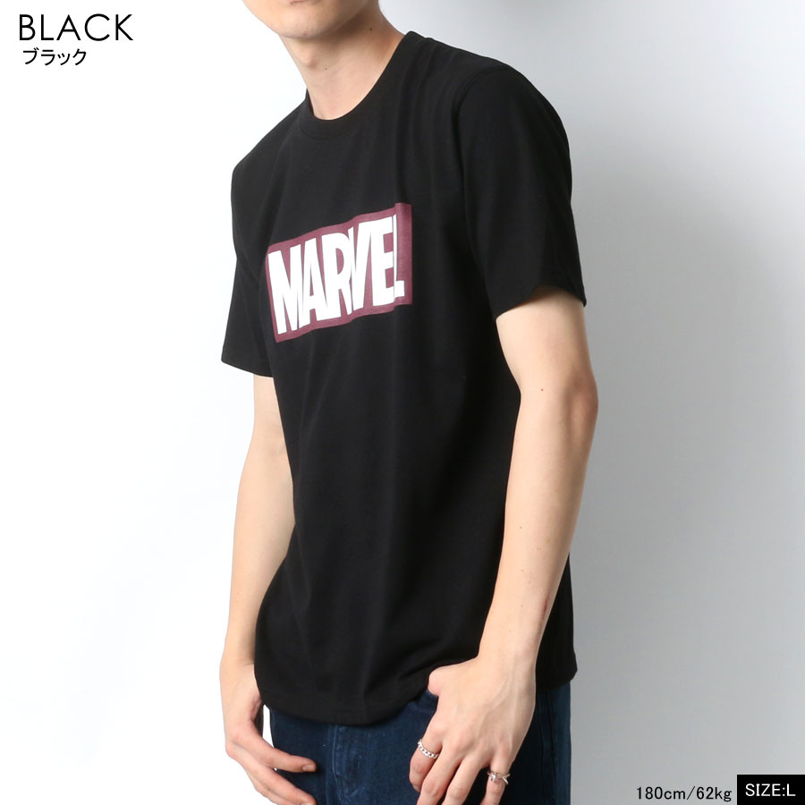 現金特価 Tシャツ メンズ 半袖 オシャレ Marvel マーベルコミック ブランド 無地 ボックス ロゴ プリント カットソー ティーシャツ ストリート アメカジ カジュアル おしゃれ 大人 韓国 ファッション メンズファッション マルカワ 白 黒 M L Ll トップス 春 夏 秋