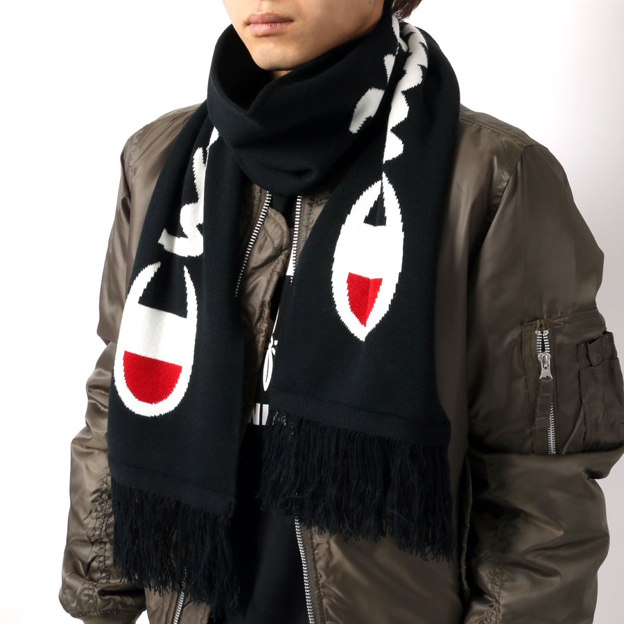 ストアー マフラー メンズ チャンピオン 冬 アクリル100 ホワイト ブラック ネイビー 小物 春 秋 Chandigarhdaily Com