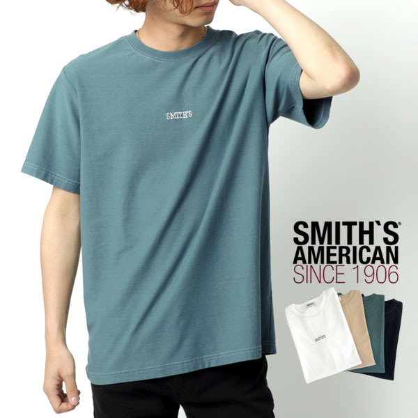 楽天市場 送料無料 Smith S American Tシャツ メンズ 夏 ロゴ 刺繍 半袖 ホワイト ベージュ グリーン ネイビー M L Ll トップス マルカワ