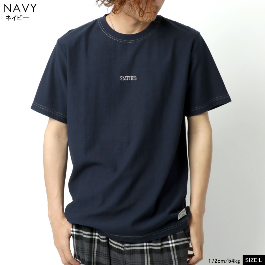 注目 Smith S American Tシャツ メンズ ロゴ 刺繍 半袖 ホワイト ベージュ グリーン ネイビー M L Ll Xl トップス 春 夏 秋 Batesmartin Com