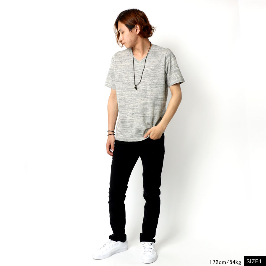 Tシャツ メンズ L M Vネック Xl おしゃれ オシャレ カットソー シンプル ティーシャツ トップス ネックレス ファッション ペアルック メンズファッション 付き 半袖 夏 大人 春 杢 無地 白 秋 韓国 黒 定価の ｏｆｆ 半袖