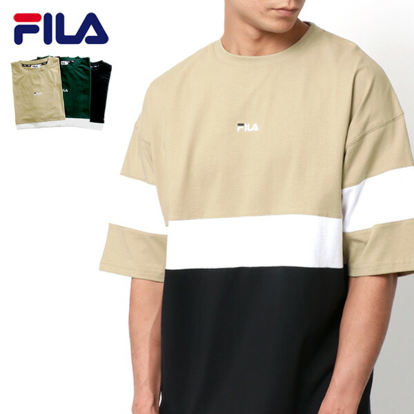 Tシャツ メンズ 2l 30代 40代 50代 Fila L Ll M Xl おしゃれ オシャレ カジュアル ストリート ティーシャツ ファッション フィラ ブランド ペアルック メンズファッション ロゴ 切替え 刺繍 半袖 夏 大人 春 秋 韓国 予約 半袖