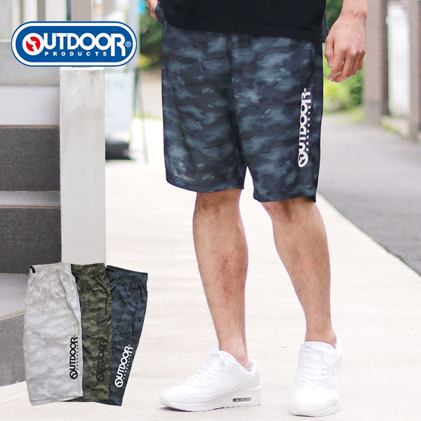 ハーフパンツ メンズ スポーツ ひざ下 膝下 短パン ショーツ Outdoor Products アウトドアプロダクツ カモフラ ロゴ プリント イージーパンツ ボトム ボトムス 迷彩 30代 40代 50代 春 夏 秋 M L Ll Xl 2l 期間限定送料無料