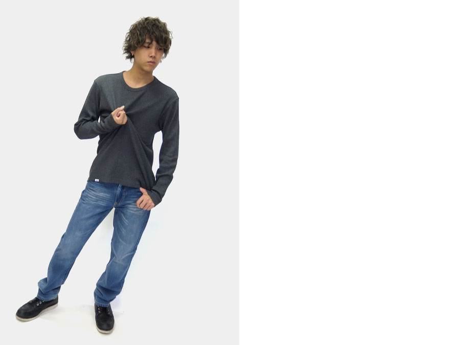 爱德温 · t 衬衫男式华夫格圆领衬衫长袖