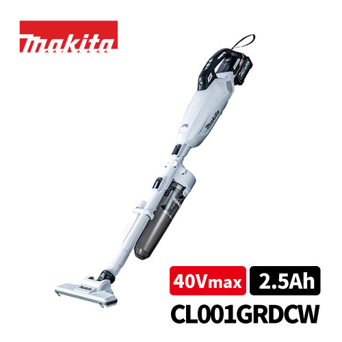 【makita】40V 充電式クリーナー (ロック付サイクロンアタッチメント付) 2.5Ah【型番：CL001GRDCW】 （バッテリー・充電器付き）
