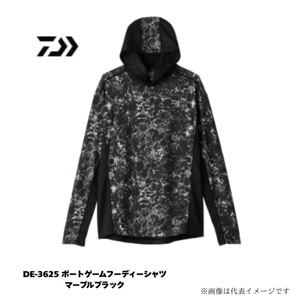 ダイワ DE-3625 ボートゲームフーディシャツ マーブルブラック M 楽天市場】ダイワ DE-3625 ボートゲームフーディシャツ マーブル