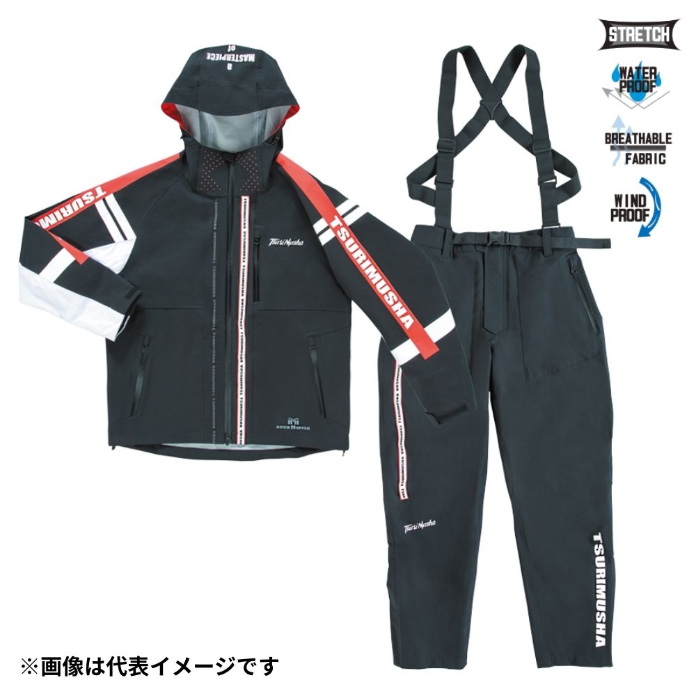 釣戦闘員 テクニカルアーム 3レイヤーレインスーツ L大きさ 薄墨色 3層社会システム 立体切り抜く 高透湿 伸ばすこと 磯御釣り