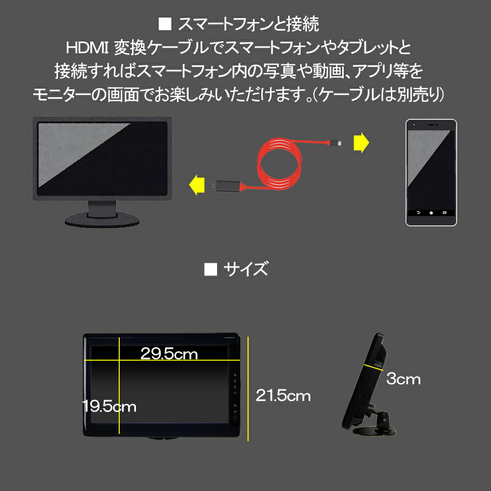 楽天市場 送料無料 オンダッシュモニター１２ｖ ２４ｖ トラック対応１１ ６インチワイド液晶モニター 車載用 ｆｗｘｇａ スピーカー内蔵 ｈｄｍｉ簡単 スマホ接続 車載用 ｍａｒｕｋｏ商店 楽天市場店
