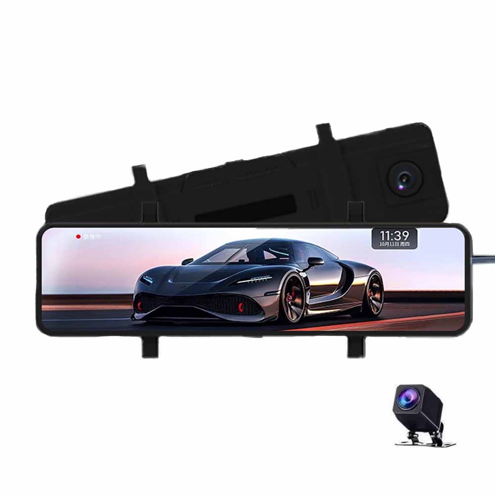 ドライブレコーダー ミラー型１２インチバックミラーモニター 2K フルHD タッチパネル スマホとリンク 録画映像確認 前後同時録画 録音 バック自動切り替え カメラ付き スピーカー内蔵 バックミラーモニター　アプリ連携 170度広角 ループ 衝撃 上書き録画