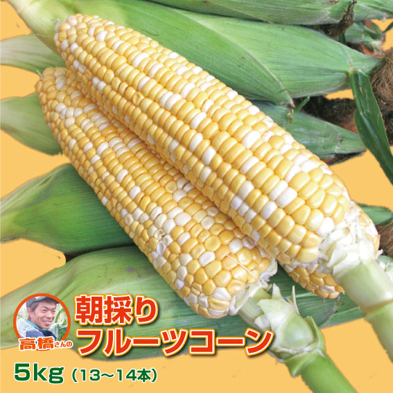 楽天市場 送料無料 山形県産とうもろこし 高橋さんの朝採りフルーツコーン 5kg 13 14本入り ゆめのコーン しあわせコーン トウモロコシ Bbq 楽ギフ メッセ入力 ひでちゃんファーム丸松農園