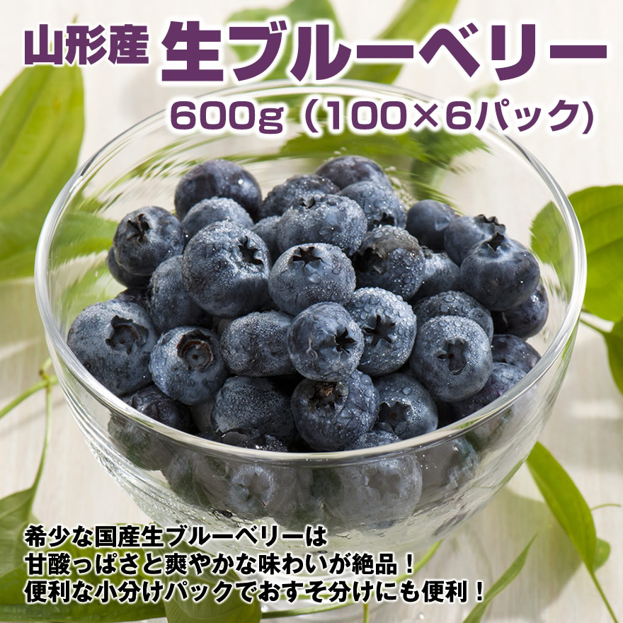 山形県産「ブルーベリー」600g(100g×6P)【生ブルーベリー】【楽ギフ_メッセ入力】