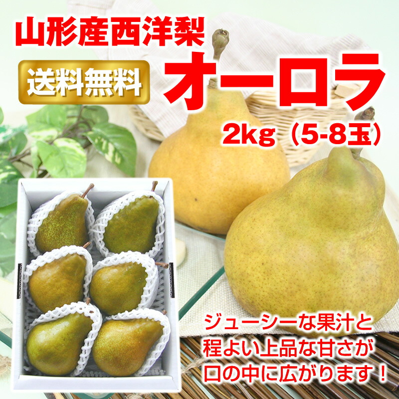 楽天市場 予約 数量限定 送料無料 ギフト 山形産西洋梨 オーロラ 2kg 5 8玉 オーロラ 山形 西洋梨 ようなし 梨 食べ頃 産直 ご贈答 楽ギフ のし 楽ギフ のし宛書 楽ギフ メッセ入力 ひでちゃんファーム丸松農園