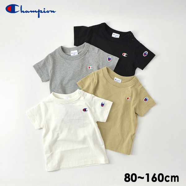 メール便可 チャンピオン Cs6408 1916 07 13m16m B4 ブランドロゴ刺しゅうtシャツ キッズ ベビー ジュニア トップス 半袖 Tシャツ 無地 シンプル ベーシック 白t ワンポイント お揃い 男の子 女の子 子供服 Champion