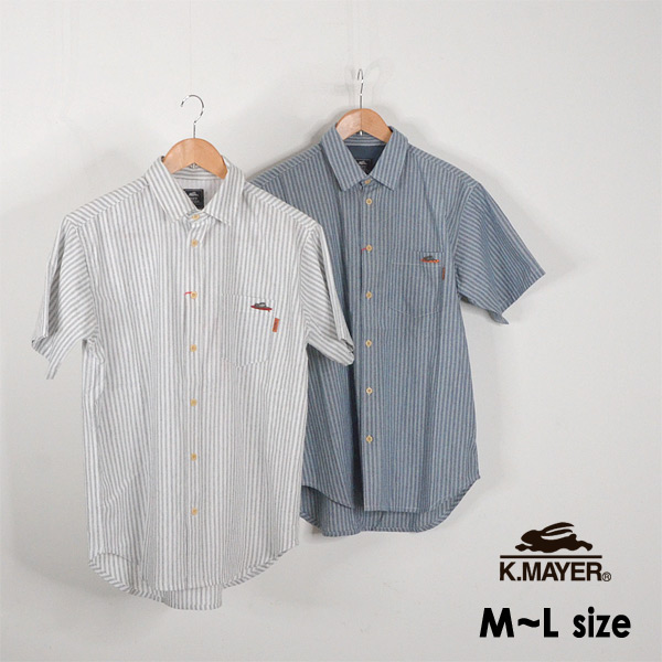 楽天市場 30 Off ﾒｰﾙ便可 クリフメイヤー Mlm ミニ刺しゅうストライプシャツ メンズ トップス 半袖シャツ カジュアル ワンポイント Kriff Mayer Fss U Salesaleセールバーゲン マルミヤワールド