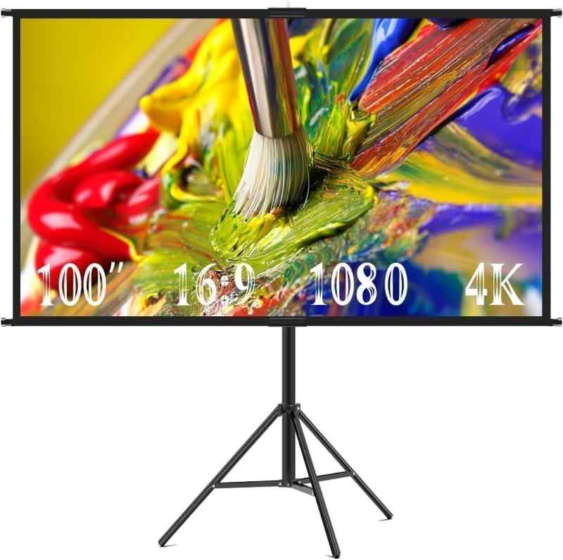 NODIBRO 映写機 映写幕 独立独行式 4K相応う 軽さ 持ちはこび型 高さ自然調整能力のある 100in 精神的な統合が飾り気の無い 携帯型 2.4増幅 映写機用 三脚架 折り畳み式 キャリーバッグ 縦横比16：9 ブ