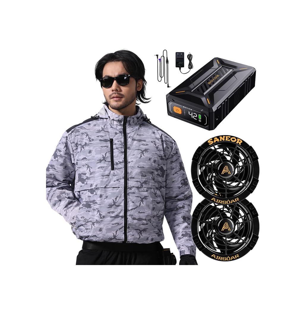 [Daonaca] 【2026夏新登場 42V超高出力】 作業服 長袖 40500mAhバッテリー ファン付き作業服 ファンバッテリーセット 25H連続稼動 作業着 7段階風量調節 2種類駆動モード PSE認証済 熱中症対策 [日本｜マルミヤCP 12,527円