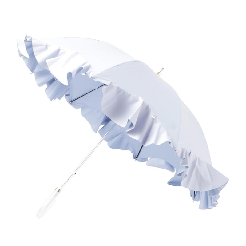 ムーンバット 【ランバン オン ブルー】 日傘 長傘 晴雨兼用 一級遮光 遮熱 UV フレアフリル 22-084-11852-06