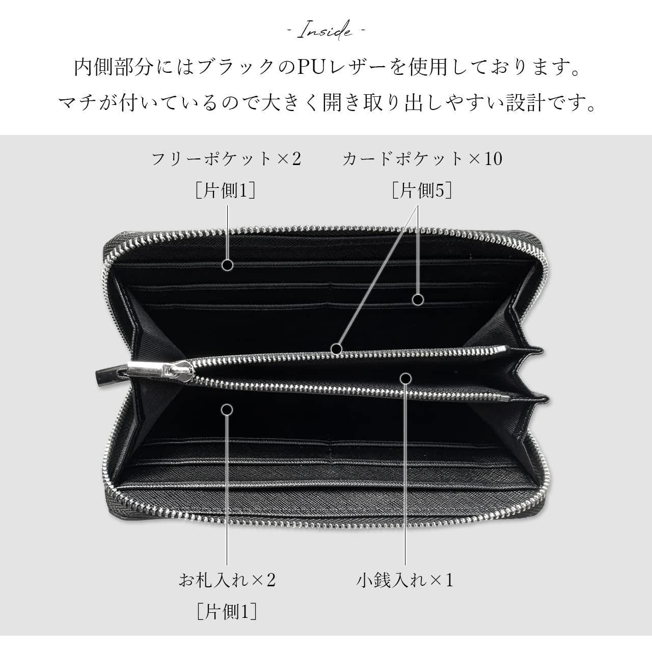 [leo&aoi] 長財布 本革 ラウンド型 財布 ラウンドファスナー サイフ さいふ ウォレット ロングウォレット カード収納 小銭入れ 革 牛革ヌメ革 レザー ジェントルマン ネイビー｜マルミヤCP