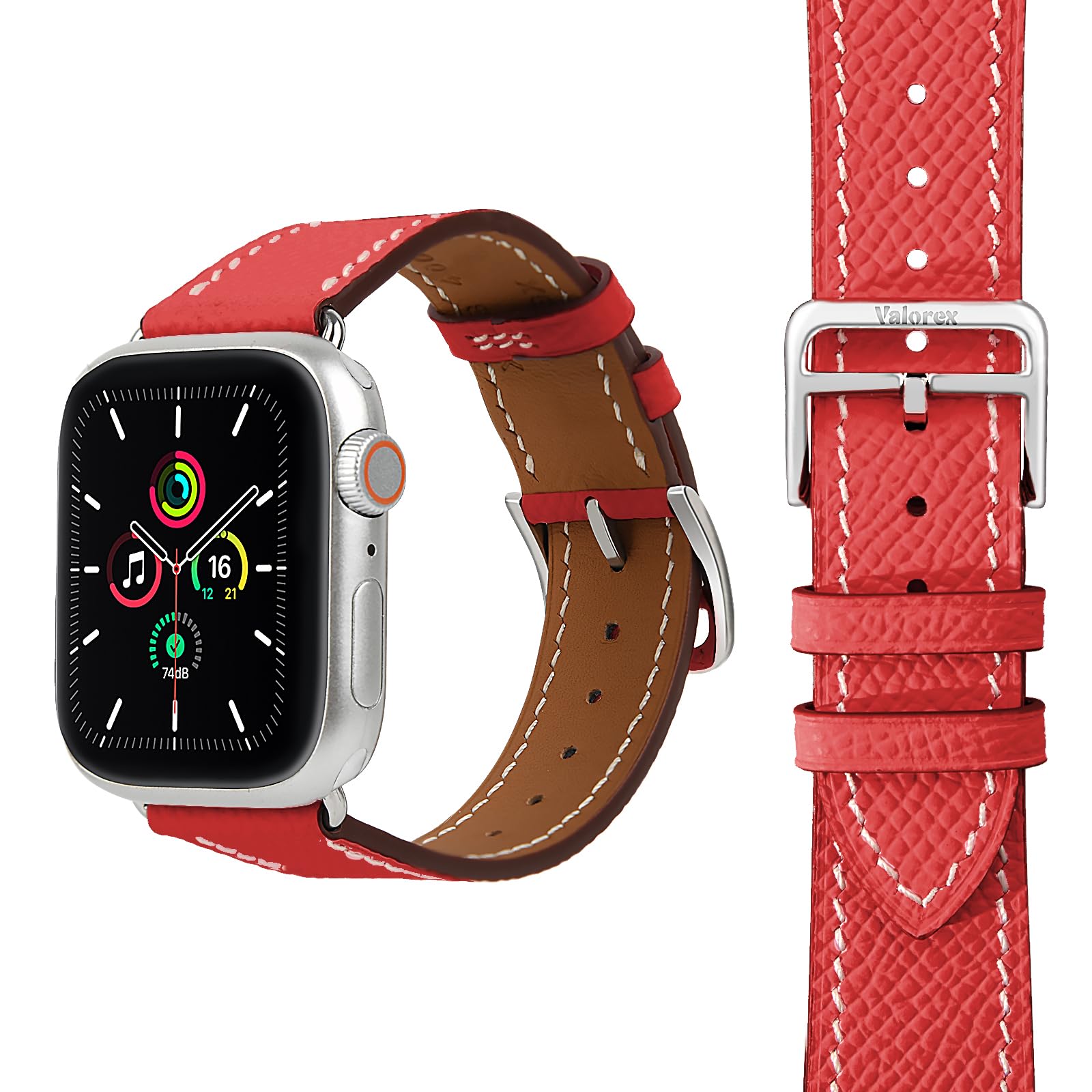 [Valorex] AppIe Watch用 レザーバンド イタリア製レザー 本革 レディース メンズ レディース メンズ アップルウォッチバンド 全機種対応 (レッド,38/40/41/42mm)｜マルミヤCP
