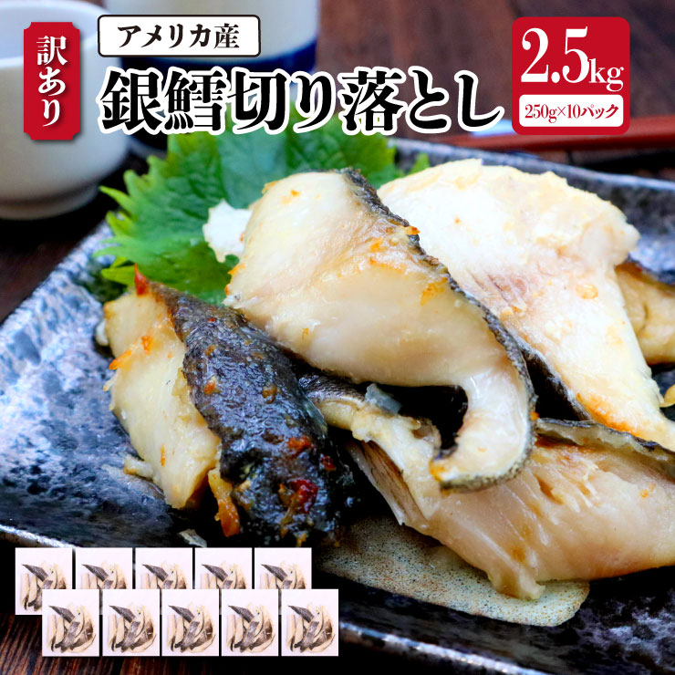 【送料無料！（一部有料エリア有）】アメリカ産 訳あり 銀鱈切り落とし 2.5kg (250g×10パック) 銀鱈 銀たら 銀タラ 切り落とし