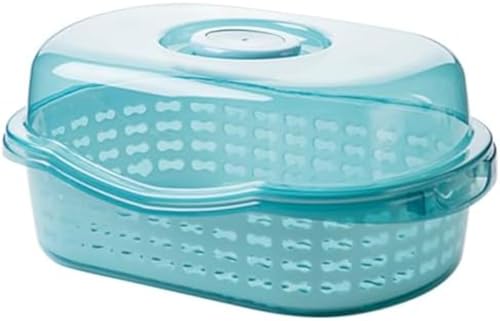 食器入れもの 水切りカゴ カゴ しょつき水切りかご 蓋付き添い人 かご 水切り手かご 入れ 納める入れもの 納めるボックス席 大電気容量 今めかしい 北欧 軽さ 抗菌 防塵 箸立て付き添い人 置き 可塑性物質製 (Small,青色)
