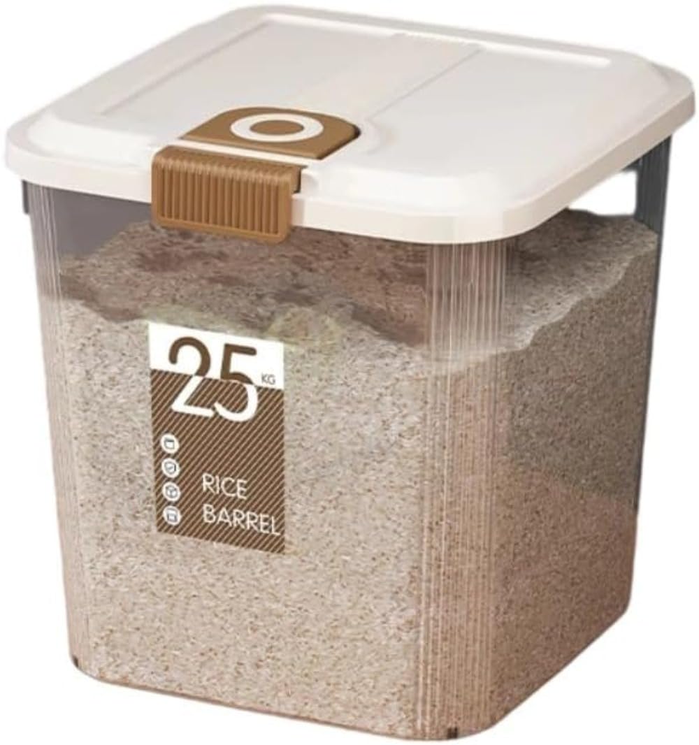 Ladfrol 米桶、25 kg/15 kg大電気容量無意味さ密封取っておく入れもの、殺虫剤、防湿、キャスター付き添い人、移し替える助けになる、省空白文字、御厨子所食料雑貨類の取っておくに適している (25kg) [並行輸入品]