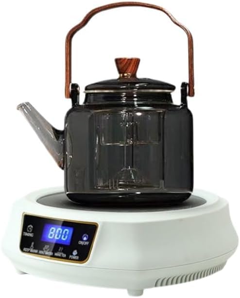 明かり湯沸かし 湯わかし湯沸かし 多役立つこと 煮茶器 給湯器 110V 取りまわし飾り気の無い 耐高温澄み切った硝子 タッチスクリーン 難燃性材料 自動小銃シャット落ちこむ 珈琲茶の葉用 (白と半澄み切ったのまっ黒いティーポット,A)