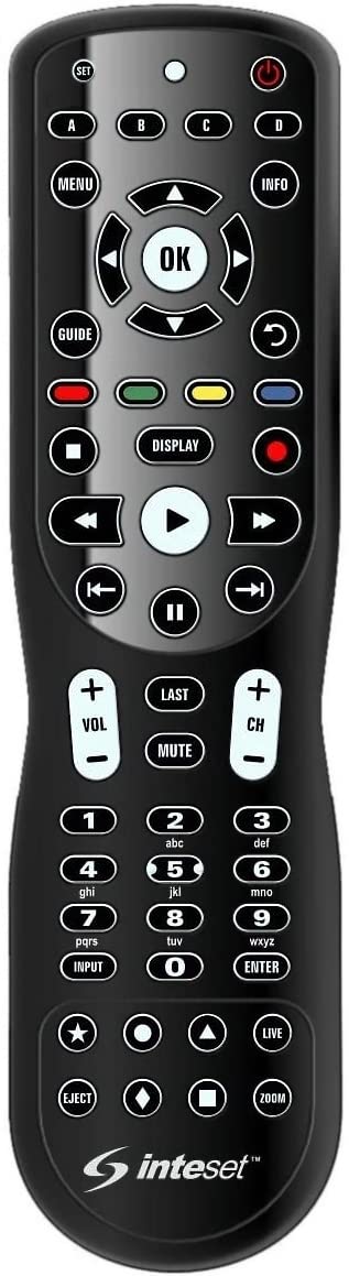 Inteset 4-in-1 Universal Backlit IR Learning Remote for use with Apple TV, Xbox One, Roku, Media Center/Kodi, Nvidia Shield, Most Streamers & Other A/V Devices