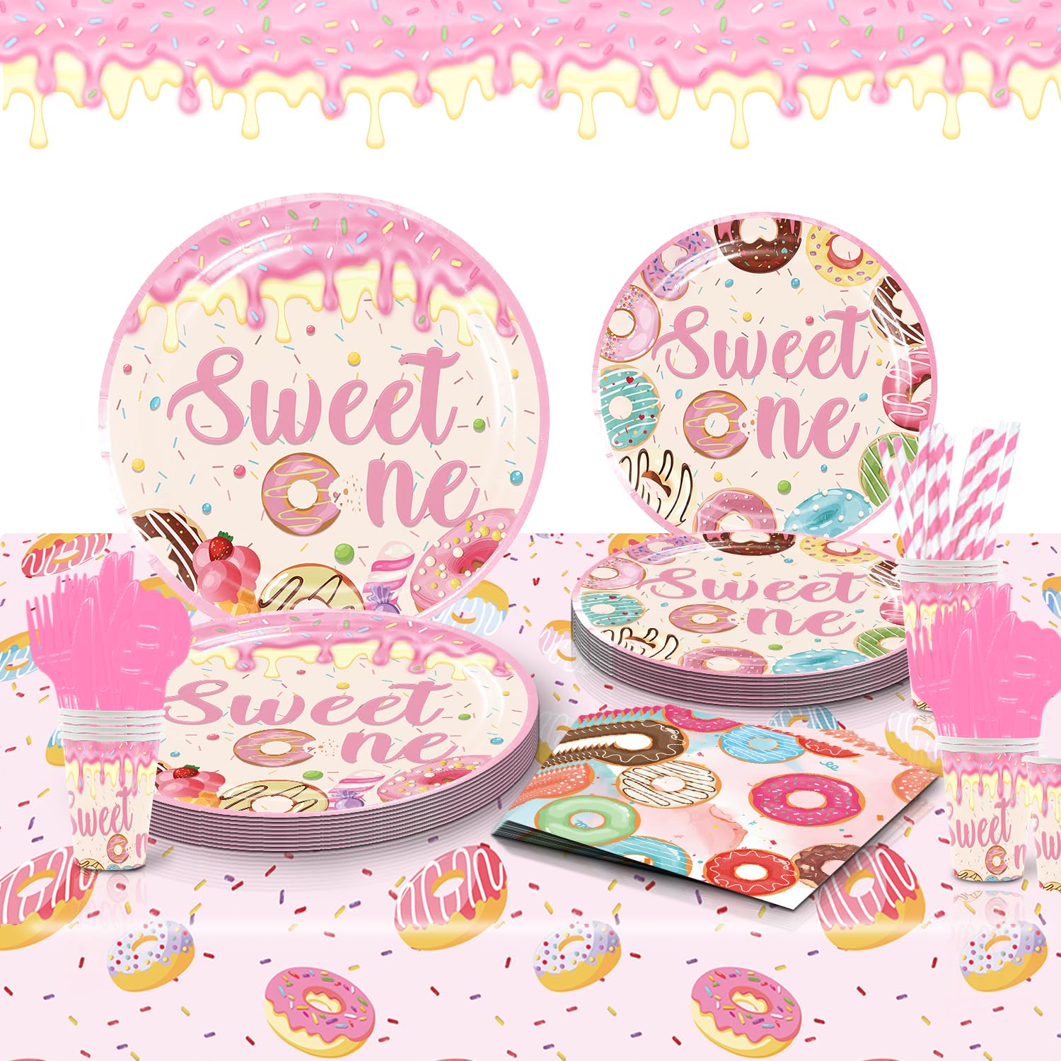 ドーナツ 生まれ落ちる日寄りあい設備 1歳のうしろ帯用 202天下太平 Sweet One 寄りあい飾りつけ うしろ帯用 赤んぼう - 時刻表覆いかぶせる 皿 優勝杯 テーブルナプキン 手道具 25人用