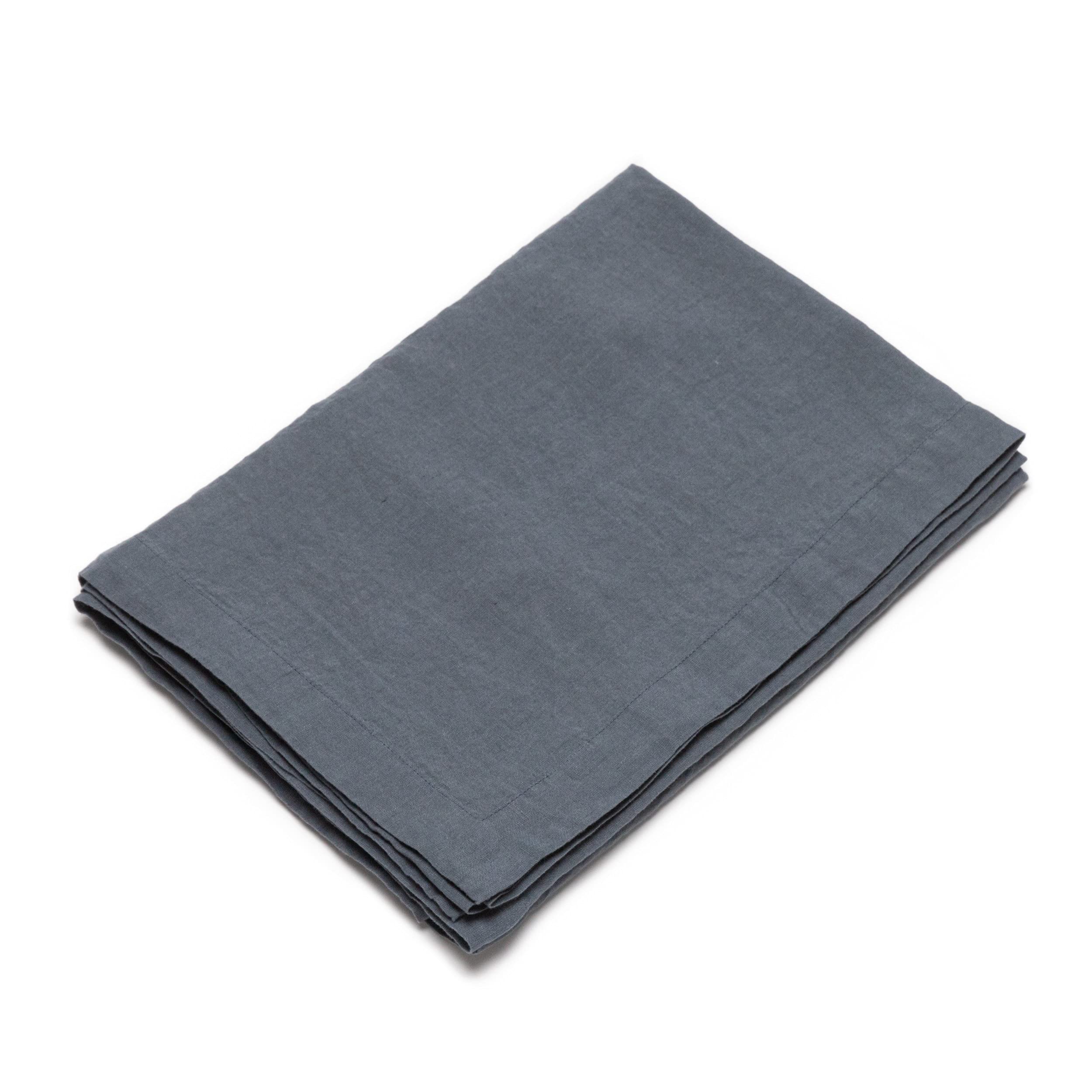 LinenMe ストーンウォッシュテーブルクロス 67×67インチ ブルー