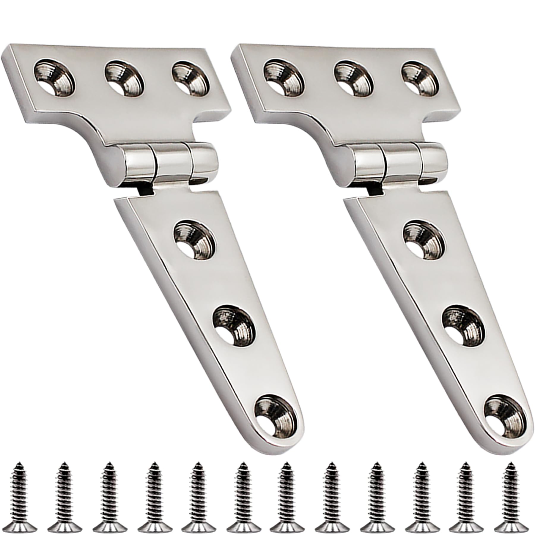 316 ステンレススチール Tヒンジ マリングレード 4インチ x 2インチ ヘビーデューティー ボートハッチヒンジ (100 mm X 54 mm) 4個パック キャスティングキャビネット ハードウェア ドアヒンジ ネジ付き