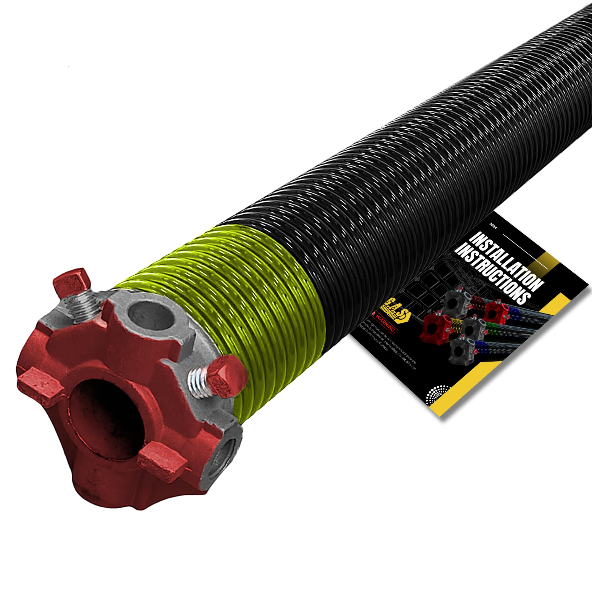 ガレージドアトーションスプリング 207x2x20 ガレージドアの左側用 - ガレージドア修理用トーションスプリング 精密Eコーティング 最低30,000サイクル(レッドコーン)