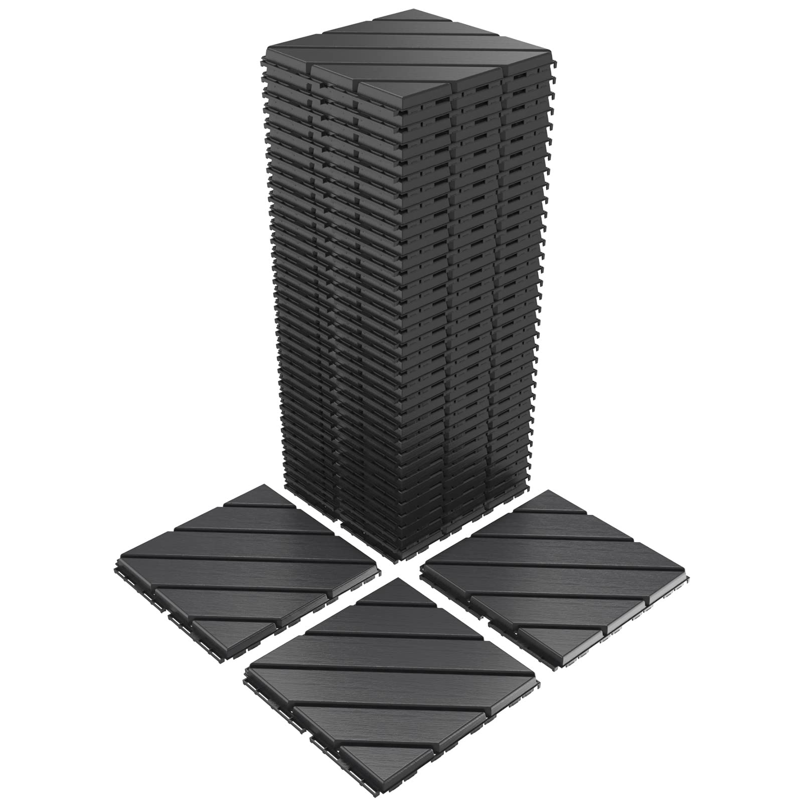 (バンカストル) 可塑性物質繋ぎ合わせる甲板瓦 12inx12in (36枚容器に並べる) 中庭フローリング 室外雨合羽 全天候相応う 室外フローリング 中庭庭園 スウィミングプール姿勢 向こう正面/うしろ側yd用 うす暗い薄墨色