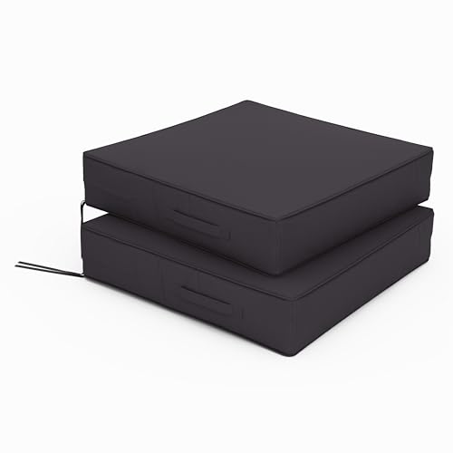 テラスチェアクッション 24×24×5インチ 防水アウトドアシートクッション パティオ家具用 アウトドアソファソファパッド ネクタイ\u0026amp;ハンドル付き 2枚セット 砂