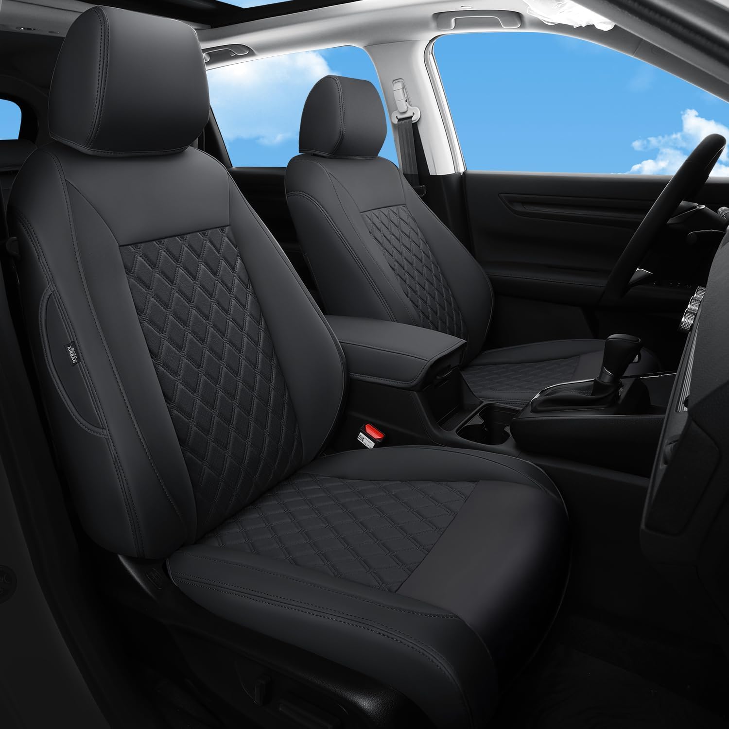 カスタムフィット HRV レザー カーシートカバー ホンダ HRV Sport、EX、EXL ツーリング2019 2020 2021 2022用 フルセット(ダイヤモンドブラック)