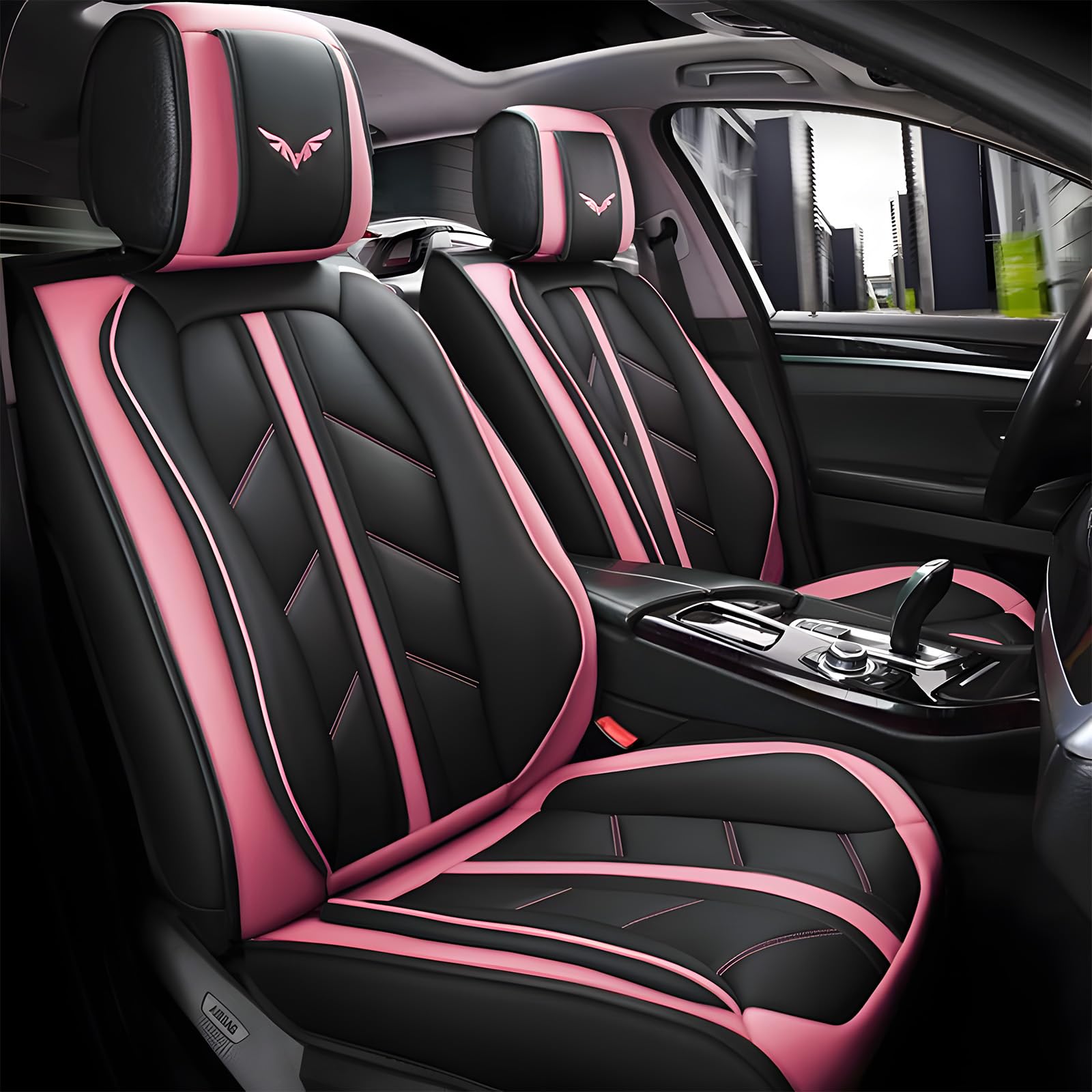 レザーカーシートカバー フルセット ユニバーサル 自動車用 ピンク シートカバー プロテクター ほとんどのホンダ/トヨタ/シボレー/フォード/日産/ヒュンダイVWに対応 (ピンク、枕なし) 50,837円