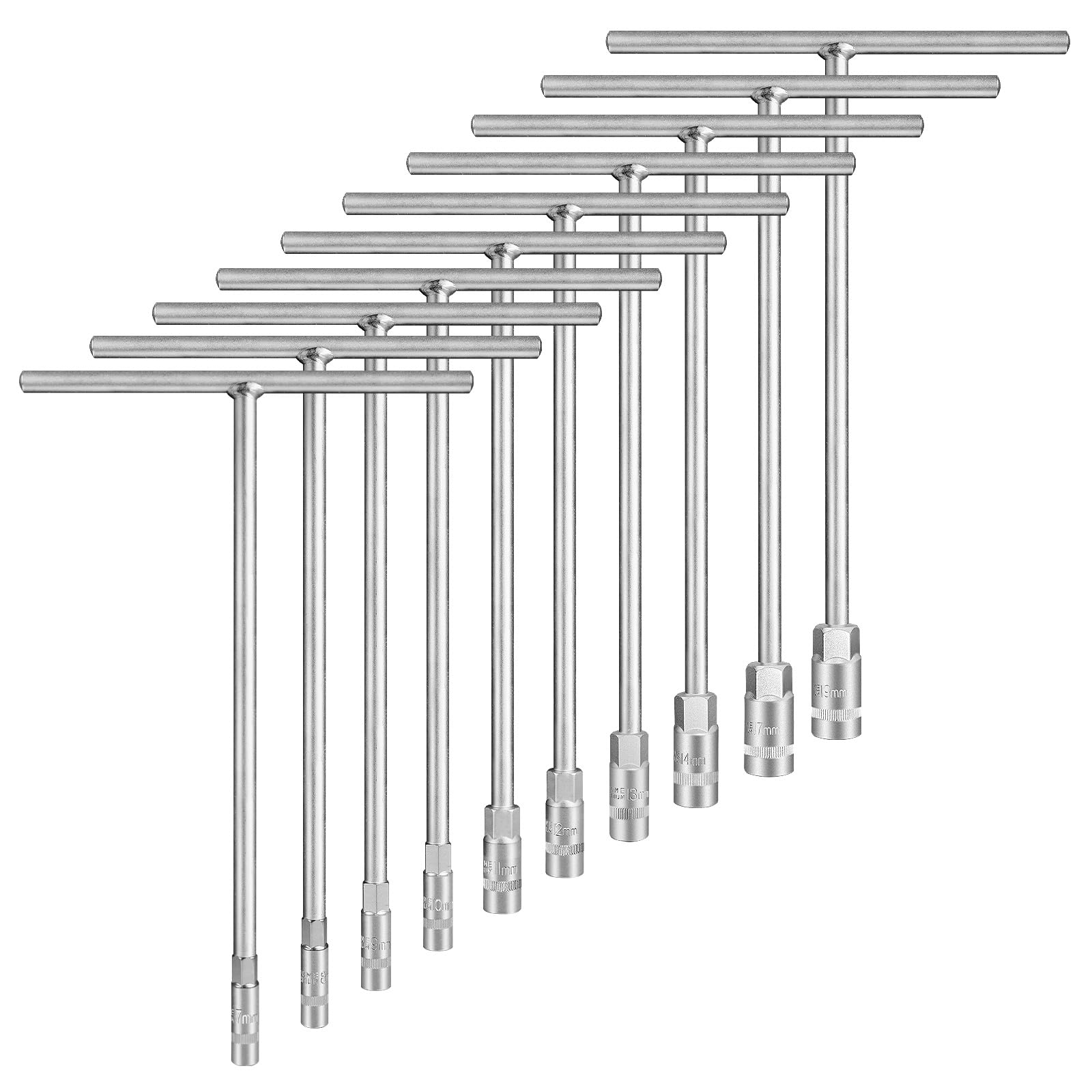 T-ハンドルソケットセット メトリックTハンドルレンチセット 10個 (7mm 8mm 9mm 10mm 11mm 12mm 13mm 14mm 17mm 19mm) Cr-Vスチール 6点 車 オートバイ ダートバイク 修理