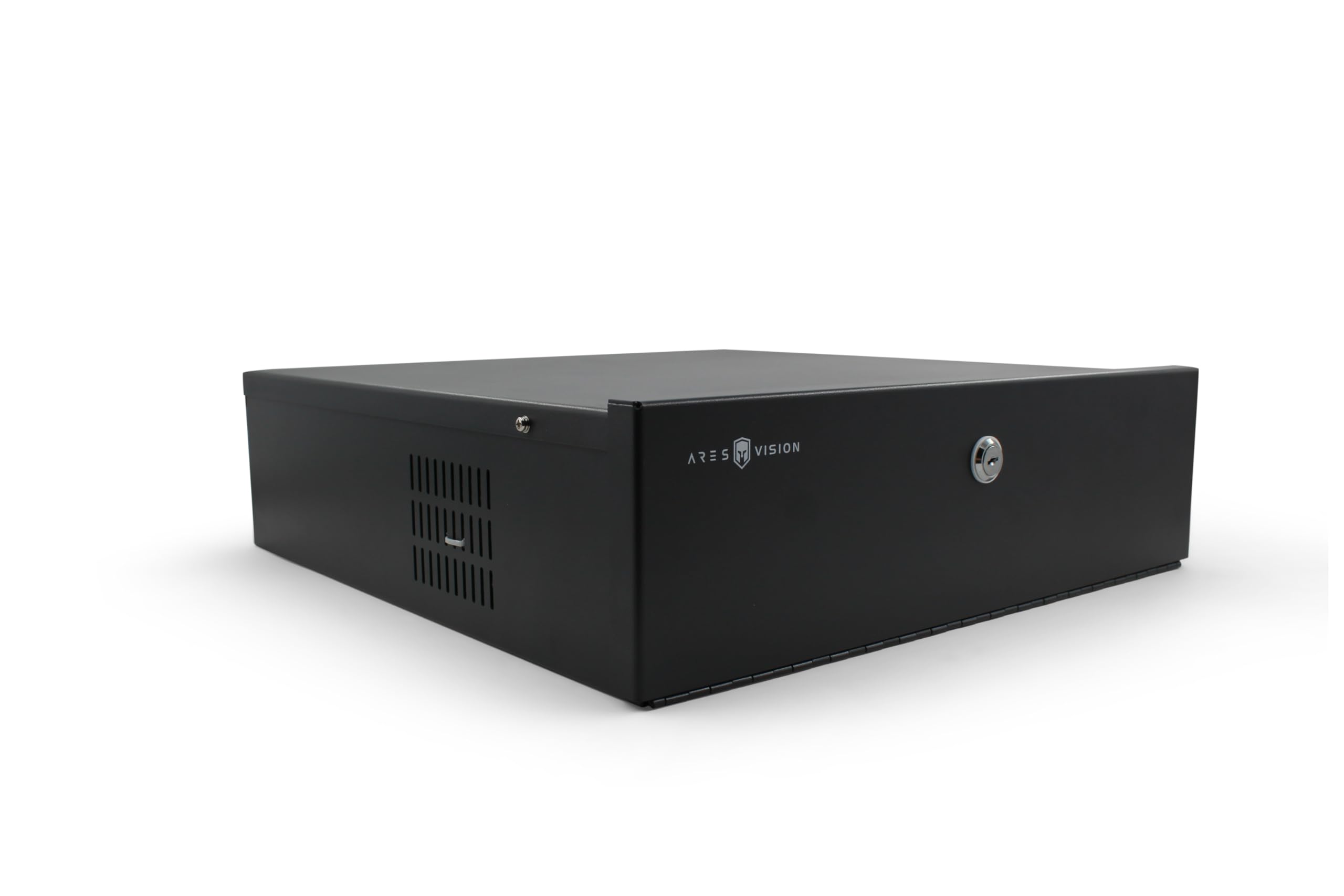 丈夫なスチール製 18インチ x 18インチ x 5インチ DVR/PC セキュリティロックボックス 16ゲージスチール壁付き 排気ファン 店舗、ジム、教室、公共の場所に最適なエレクトロニクスロックボックス (ブラック) 18インチ x 18インチ x 5インチ