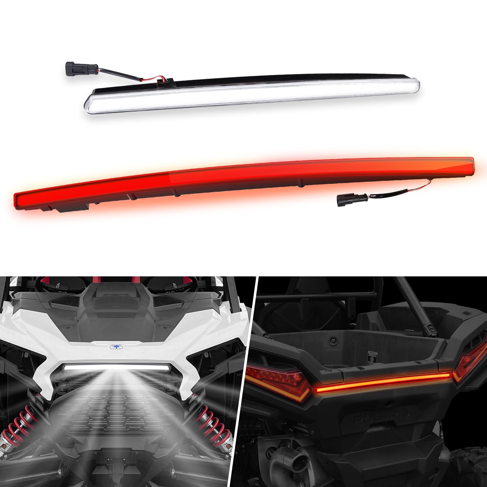 フロントLEDグリルアクセントシグネチャーライト&リアセンターアクセントテールライト 2024 Polaris RZR XP/ XP4 1000 アルティメット/プレミアム/スポーツ用(2個、スモークブラックテールライト)