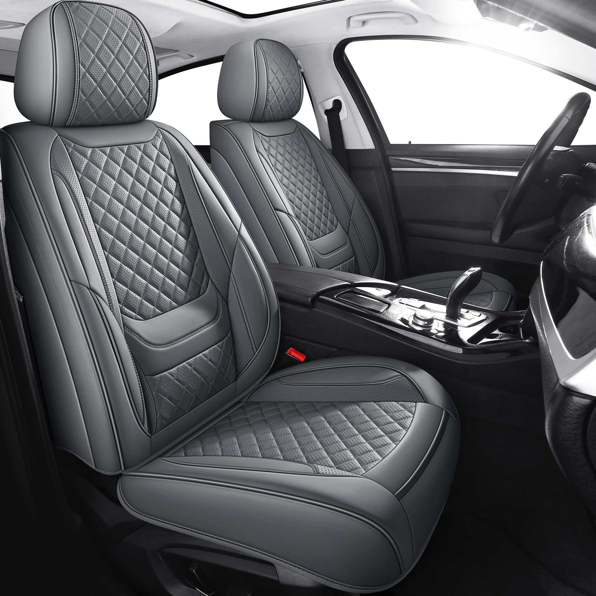 カーシートカバー フルセット ユニバーサルフィット ほとんどの車 SUV セダン トラック レザー カーシートクッション 自動車シートカバー アクセサリー 防水 レザーレット カーシートクッションカバー ピンク