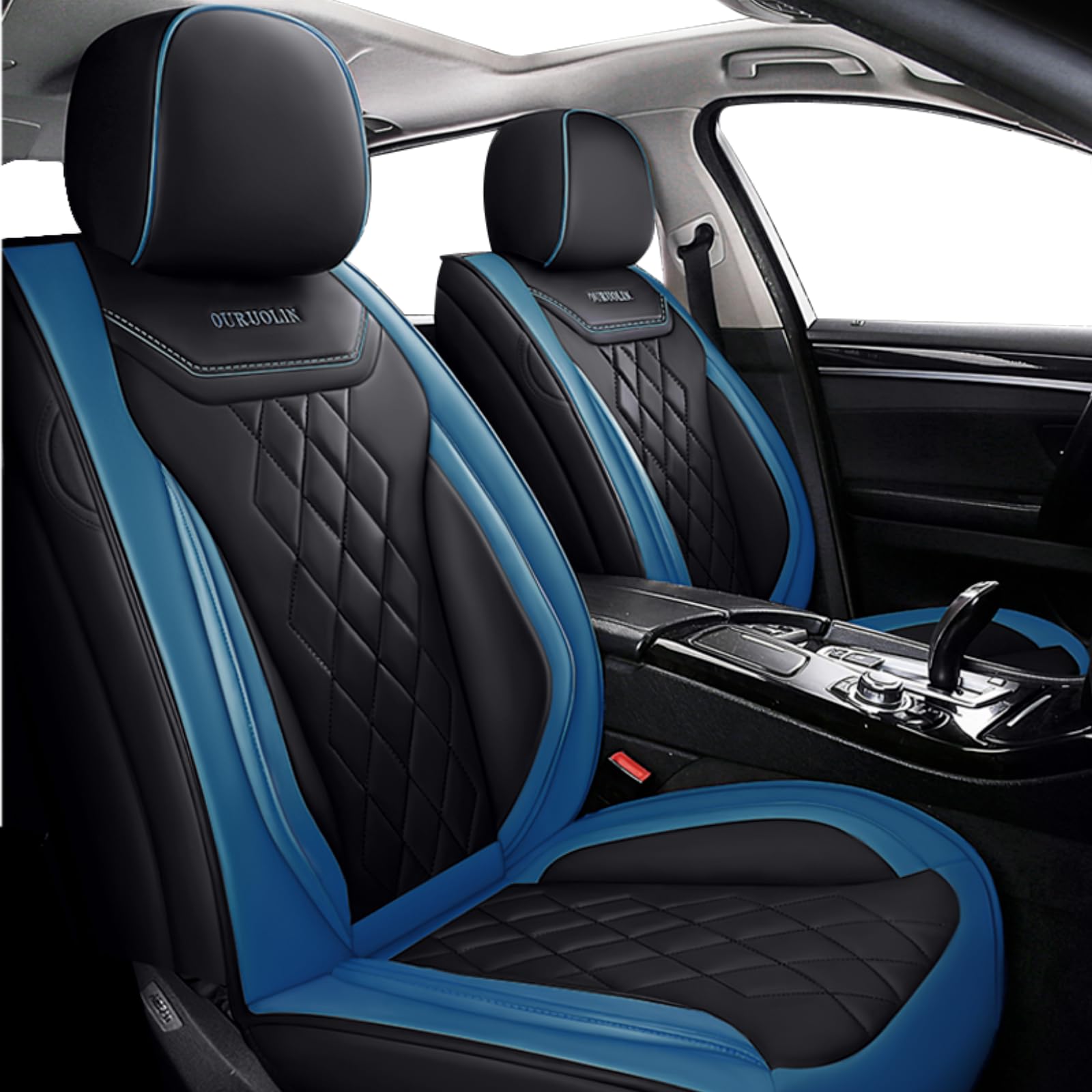 シートカバー フォード フォーカス 2009-2019用 防水レザー カーシートカバー ソフトで通気性 自動車内装アクセサリー ラグジュアリー(フロントセット) クラシックブラック
