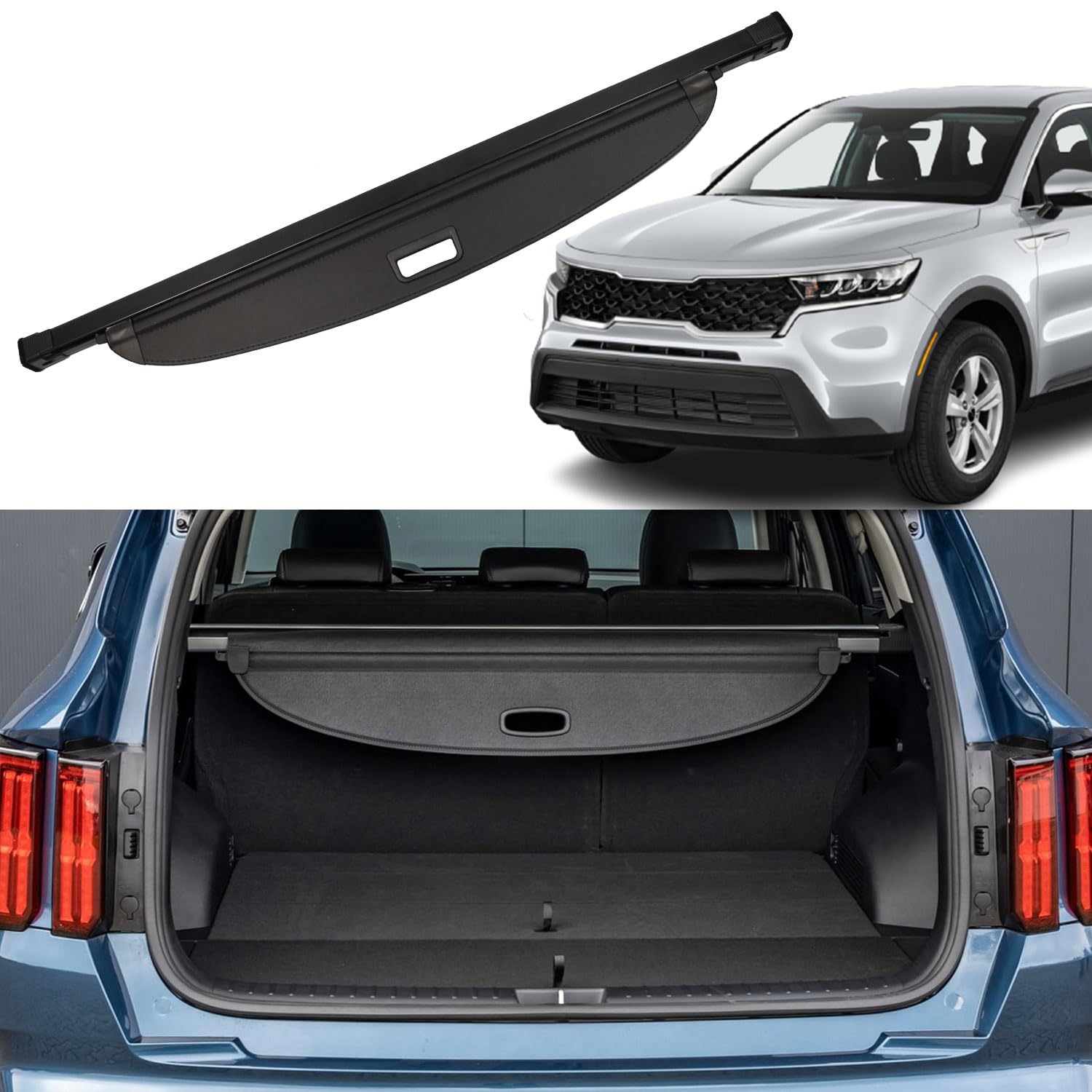 カーゴカバー KIA Sorento 2021 2022 2023用 アクセサリー リアトランクカバー トランクセキュリティカバー シールドシェード ブラック