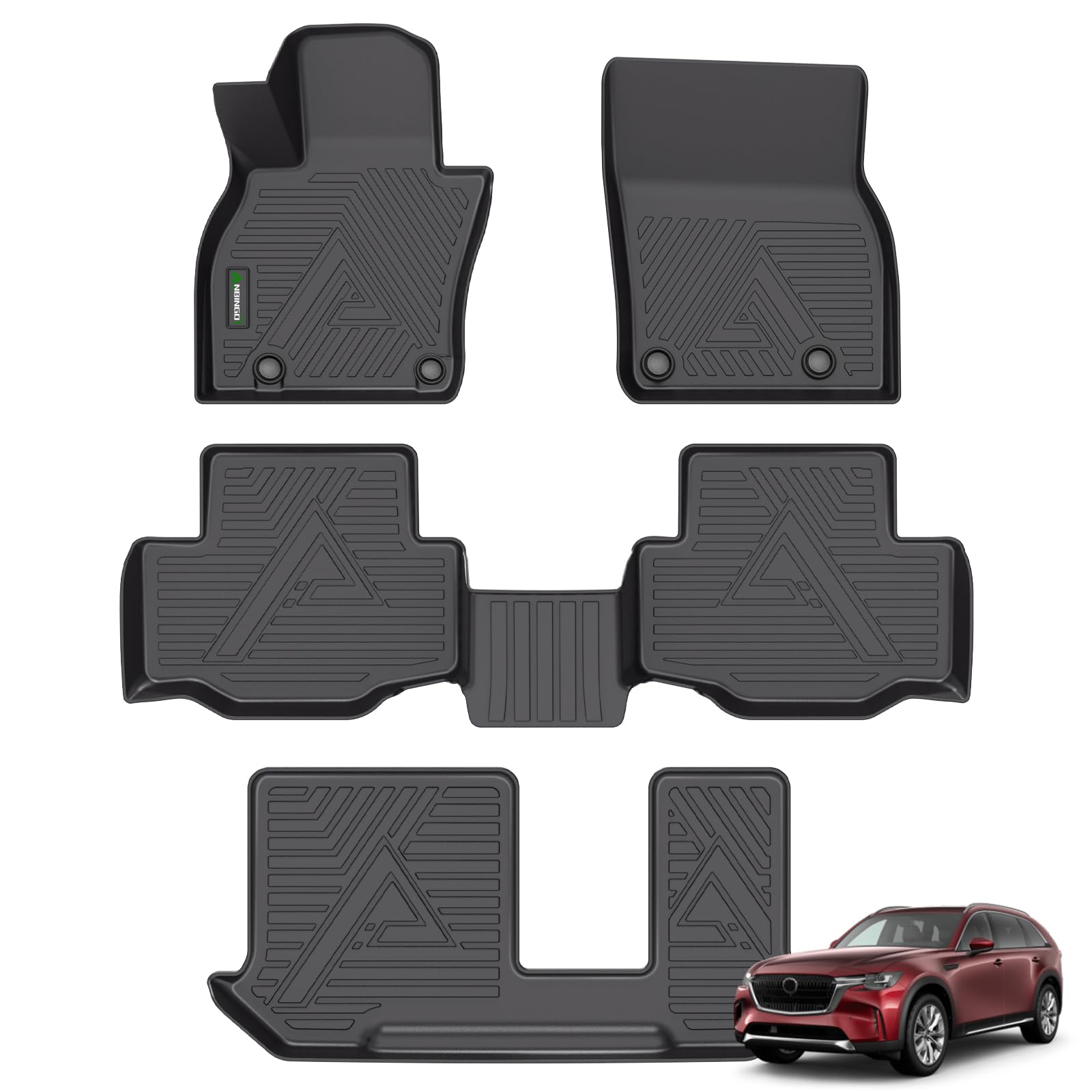 立ち会い場つや消し \u0026amp; カーゴライナー 2024 マツダ CX-90 \u0026amp; CX90 PHEV (プラグインハイブリッド) 8人乗り | 2列目長椅子居敷き | 全天候型 TPE 鉄道車両つや消し 雨合羽 上滑り打ちきり ブートつや消し フルセット