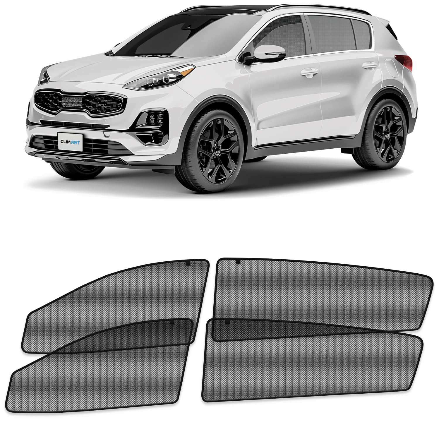 (クライムアート) マグネット式カーウィンドウサンシェード Kia Sportage 2017-2022用 4点セット サイドガラスカバー UVBとUVA紫外線をブロック ウィンドウシールドサンシェード 車用サンシェード - MS0124|いいものばかり