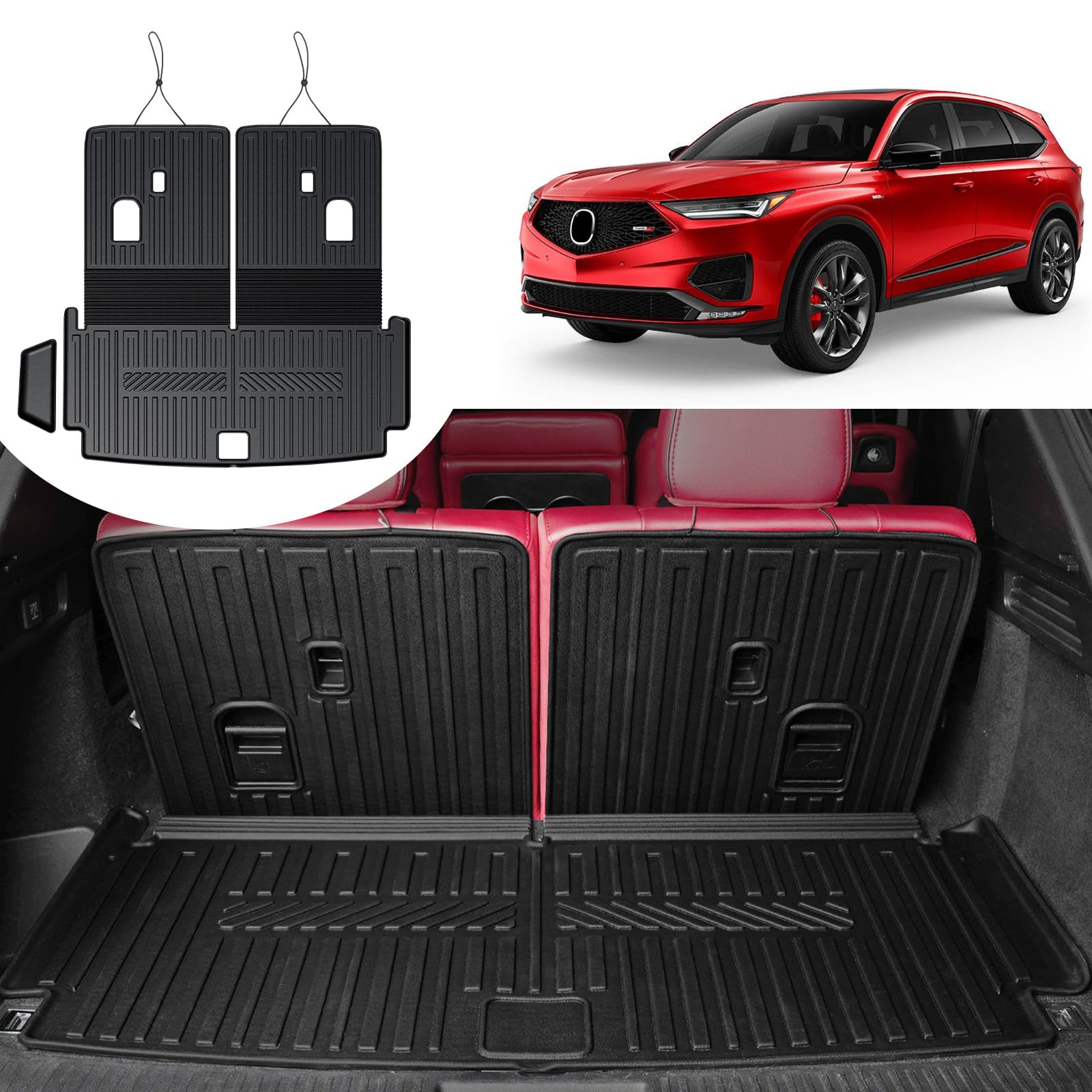 フロアマット 2022-2025 アキュラ MDX アクセサリー 全天候保護 カーゴマット 背もたれマット付き 汚れ防止 ブラック フルセットマット MDX 2024アクセサリー用|いいものばかり
